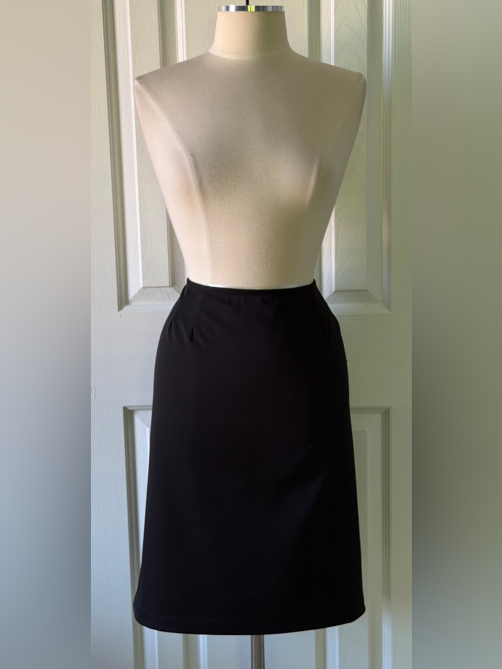 Black Bias Cut Wrap Style Midi Skirt Size 16 Sleek Minimalist